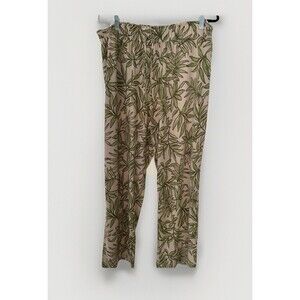 Messini Women’s  Pants Size 2x Wide Leg Relaxed Fit Green/Tan Tropical Print